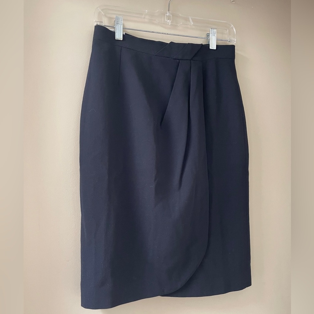 Giorgio Armani Black Wool Front Pleaded Skirt